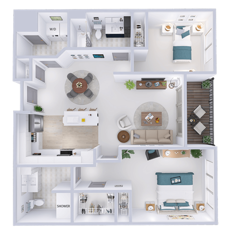 a 3d rendering of a floor plan of a house